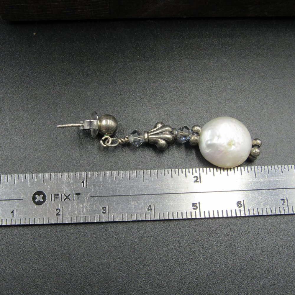 Sterling Silver Tarnished Long Shell Earrings - image 4